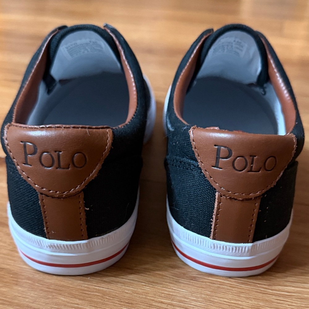 Polo by Ralph Lauren Black Canvas Slip-On Sneakers with White Soles - Picture 3 of 4